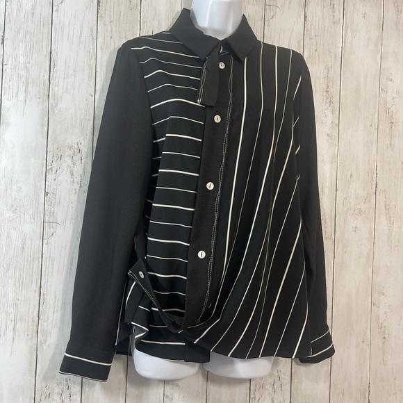 Michael Tyler Stripped Button Up Blouse Small - Picture 1 of 7